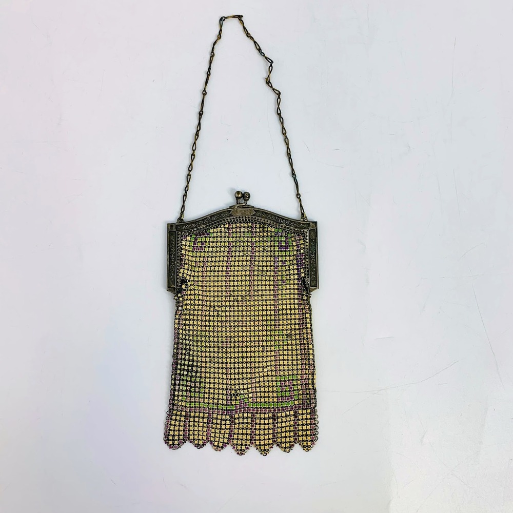 Whiting & Davis Antique Metal Mesh Purse Vintage Flapper Evening Bag Art Deco